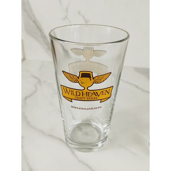 Wild Heaven Craft Beers Pint Beer Clear Glass 16oz Drinkware 5 3/4" Brewery x3 - Picture 2 of 13